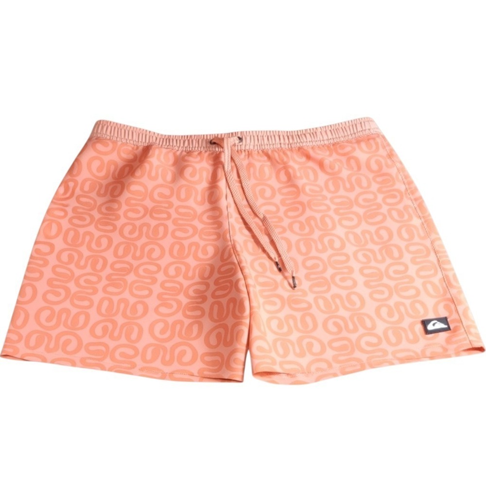 Quiksilver Mens Swim Trunks XL Orange Allover Logo Board Shorts NWT 7" Inseam 38